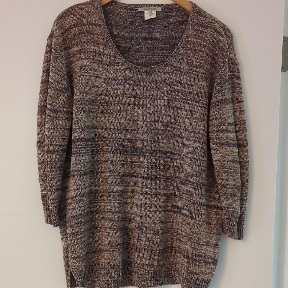 Gerard Darel Y2K linen blend boat neckline Women's Marled Knit Sweater
